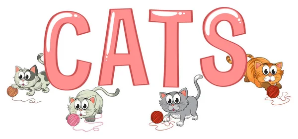 Дизайн шрифта со словом кошки — стоковый вектор