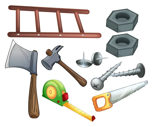 Różne rodzaje narzędzi budowlanych — Wektor stockowy