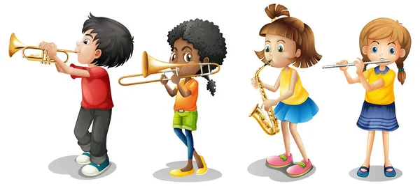 Kids playing musical instruments — Stock Vector