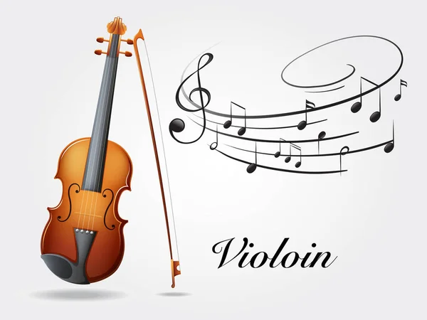 Violin and music notes on white — Stock Vector