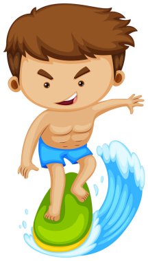 Sörf tahtası üzerinde sörf adam