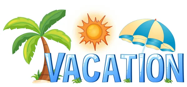 Diseño de fuente con palabra vacaciones — Vector de stock