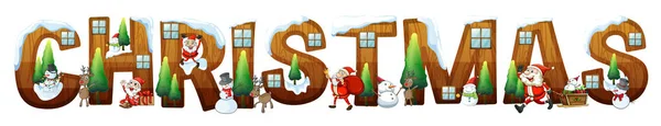 Font design för ordet jul med Santa — Stock vektor