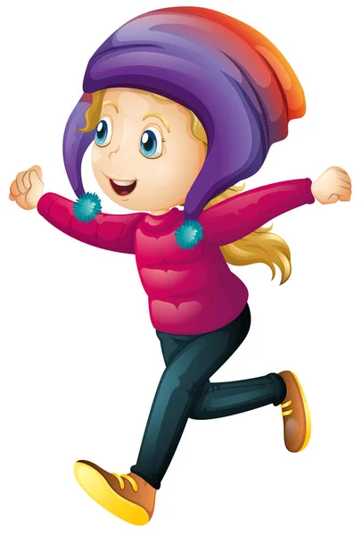 Happy girl wearing winter clothes — Stock Vector