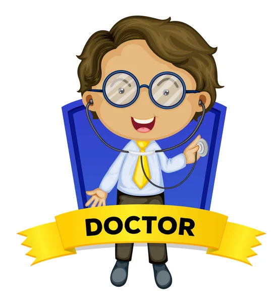 Profesión wordcard with male doctor — Vector de stock