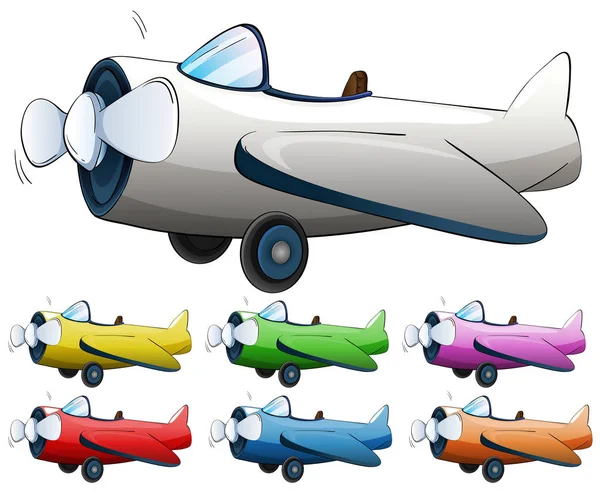 Αεριωθούμενο αεροπλάνο σε διάφορα χρώματα — Διανυσματικό Αρχείο