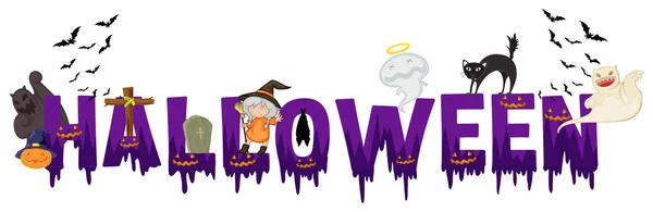Design de fonte para palavra halloween — Vetor de Stock