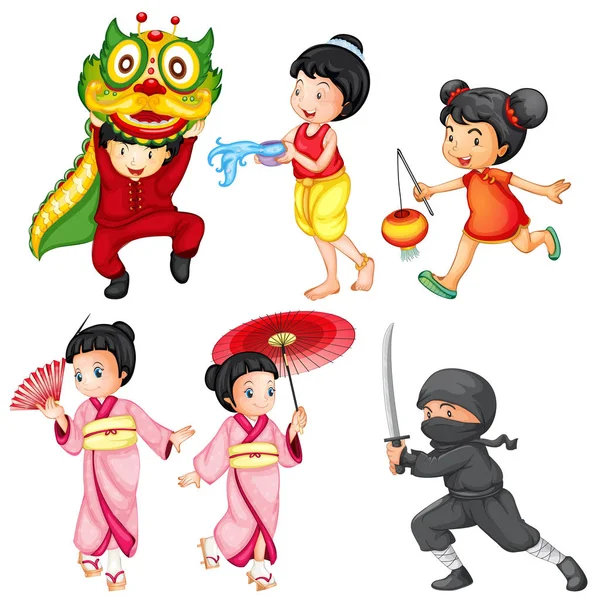 Kids in costume from different countries — Stock Vector