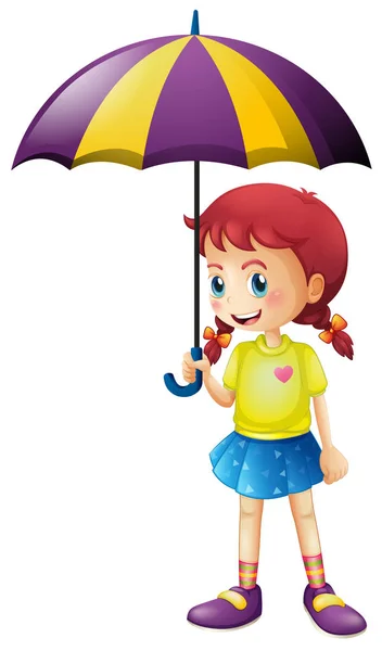 Petite fille tenant parapluie — Image vectorielle