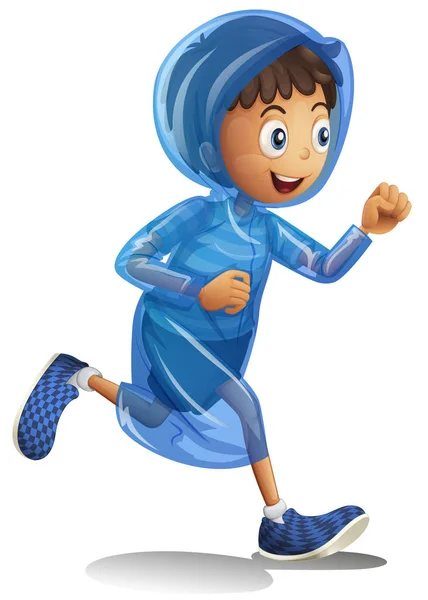 Boy in raincoat running — Stock Vector