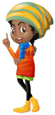 Sevimli kız portakal sweather