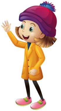 Kış elbiseleri sallayarak şirin kız