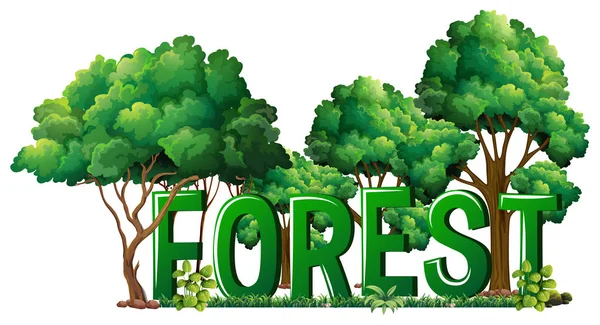 Дизайн шрифта для слова лес — стоковый вектор