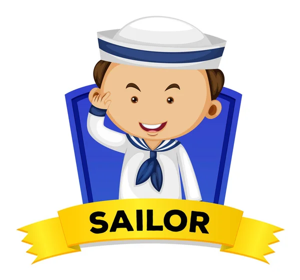 Profissão wordcard with sailor — Vetor de Stock