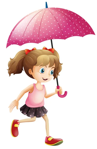 Petite fille utilisant un parapluie — Image vectorielle