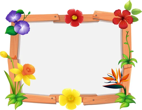 Modèle de cadre avec de nombreuses fleurs — Image vectorielle