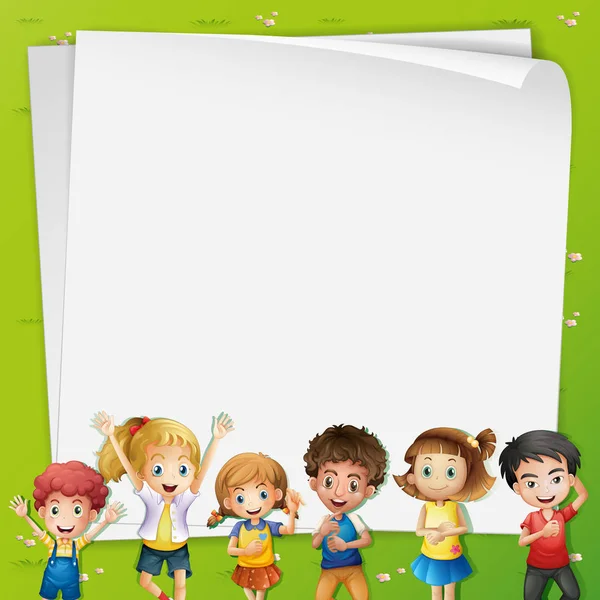 Modèle de papier avec de nombreux enfants — Image vectorielle