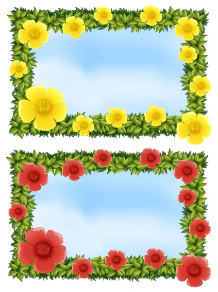 Two flower frames with sky background — Stock Vector