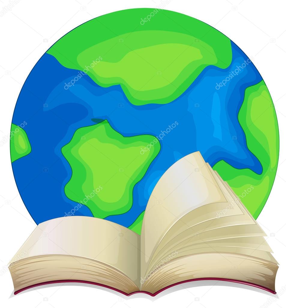 Book and the world on white background illustration