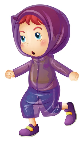 小さな女の子の身に着けている紫レインコート — ストックベクタ
