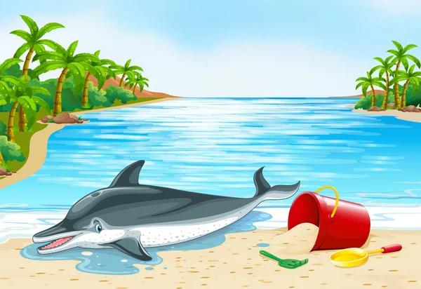 Delfín acostado en la playa — Archivo Imágenes Vectoriales