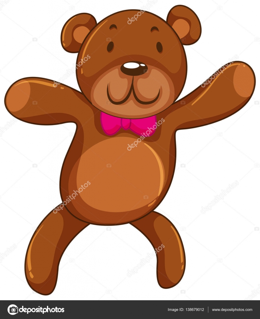 Fronte dell orso dell orsacchiotto con fiocco rosa — Vettoriale Stock