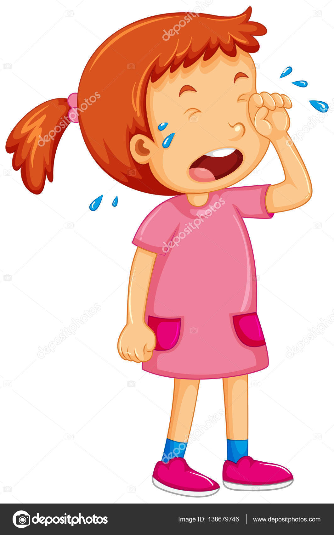 Girl in pink dress crying Stock Vector Image by ©interactimages #138679746