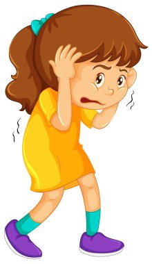 Little girl looking scared clipart