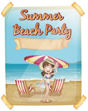 Yaz plaj partisi poster bikinili kızla