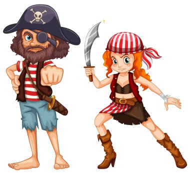Pirate crews with weapons clipart