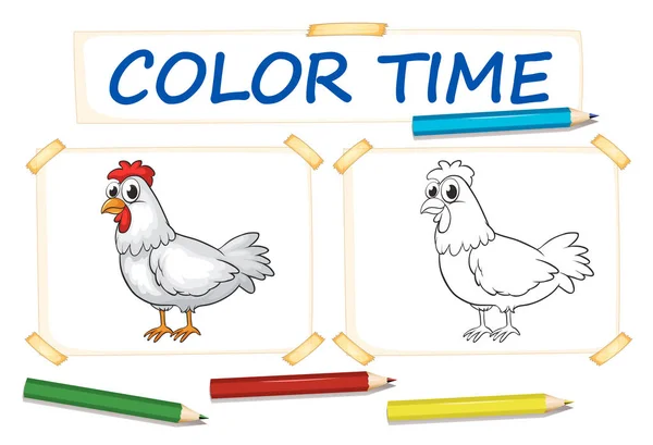 Plantilla para colorear con pollo — Vector de stock