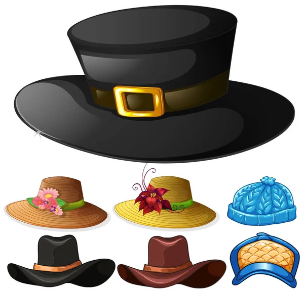 Různé konstrukce klobouků pro muže a ženu — Stockový vektor