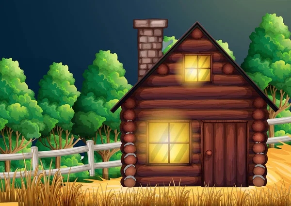 Cabane en bois dans les bois — Image vectorielle