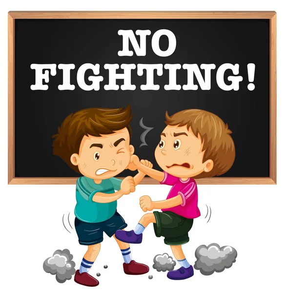 Ingen slåss tecken och pojke kämpar — Stock vektor