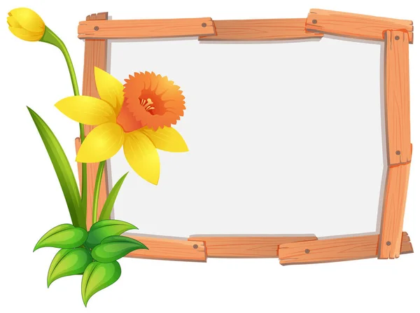 Frame template with yellow daffodil flowers — Stock Vector