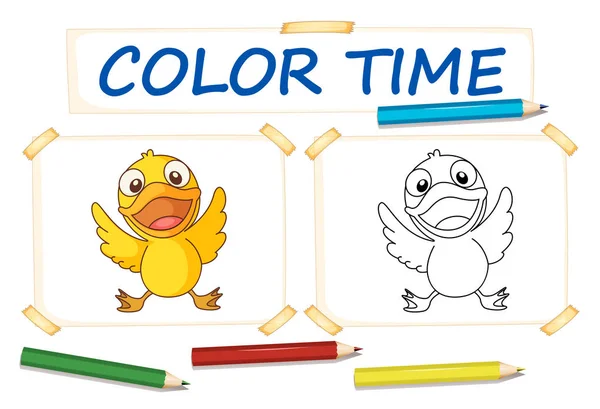 Modèle de coloriage avec petit canard — Image vectorielle