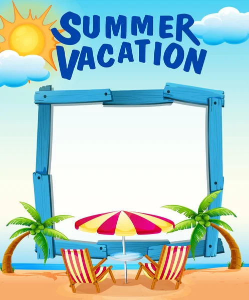 Frame template with summer vacation on the beach — Stock Vector