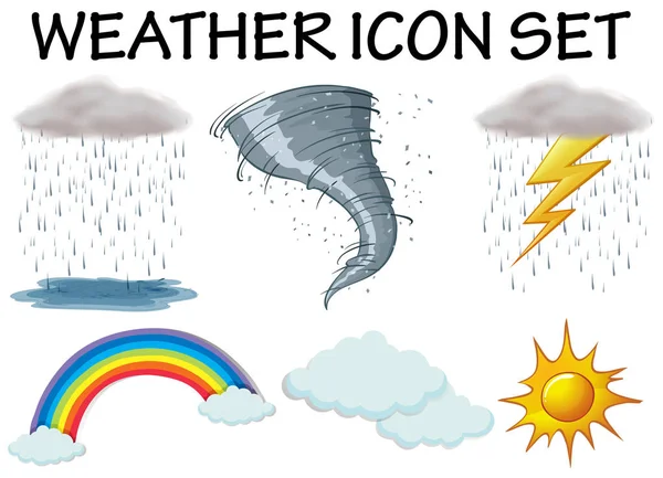 Weather icons with different climate — Stock Vector