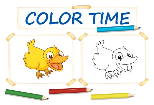 Modèle de coloriage avec canard mignon — Image vectorielle