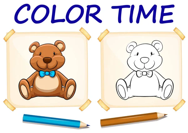 Kleuren sjabloon met teddybeer — Stockvector