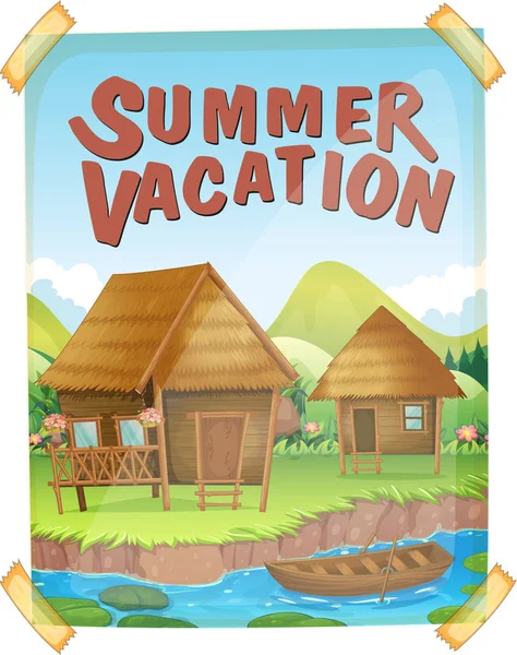 강 집 여름 방학 포스터 — 스톡 벡터