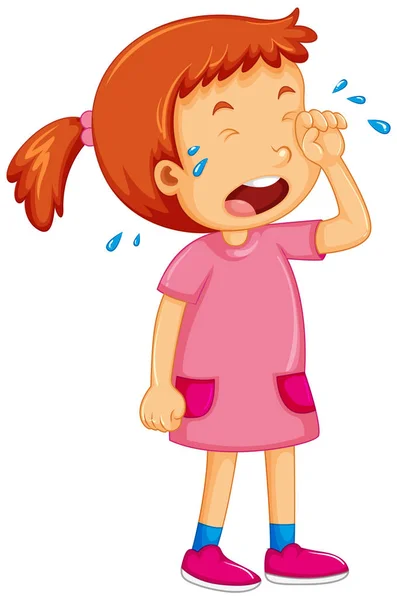 Girl in pink dress crying — Stock Vector