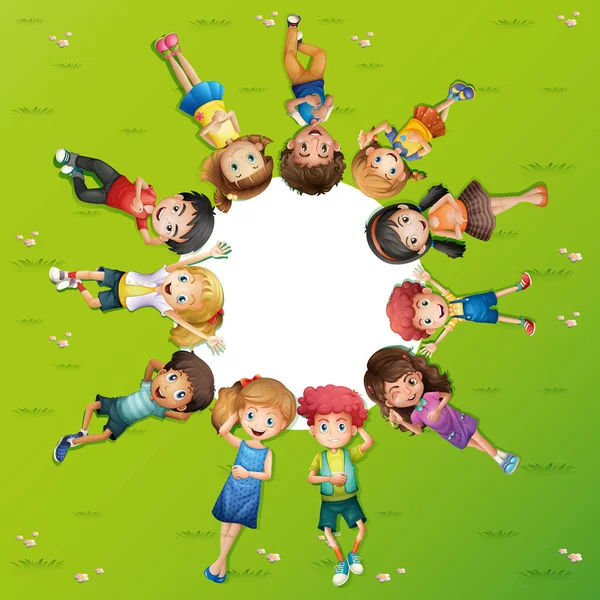 Laki-laki dan perempuan berbaring di rumput Stok Ilustrasi 