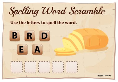 Yazım word scramble şablonu ekmek ile