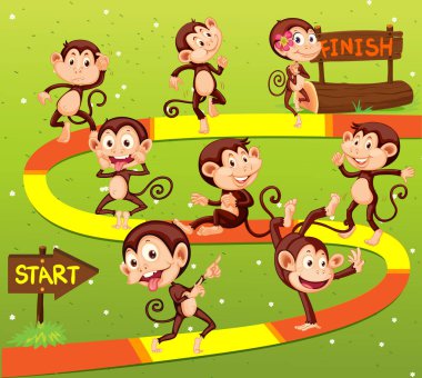 Arka planda birçok maymun oyun şablonu