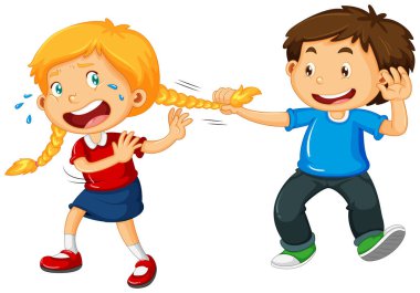 Çocuk saç çekerek kız