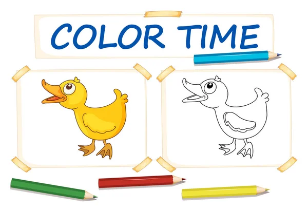 Modèle de coloriage avec petit canard — Image vectorielle