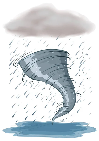 Ouragan et tempête de pluie sur fond blanc — Image vectorielle