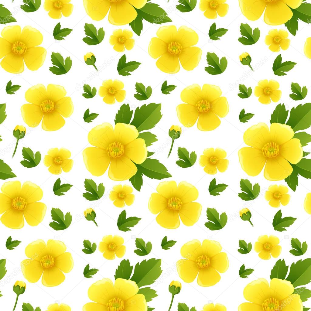 Seamless background design with yellow flowers — Stock Vector