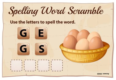 Word scramble oyun şablonu word yumurta ile yazım denetimi